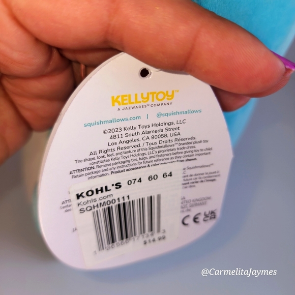 HOBART 🐹 12" Teal Cream & Pink Hamster HugMees Easter 2023 Squishmallow NWT - Picture 8 of 8